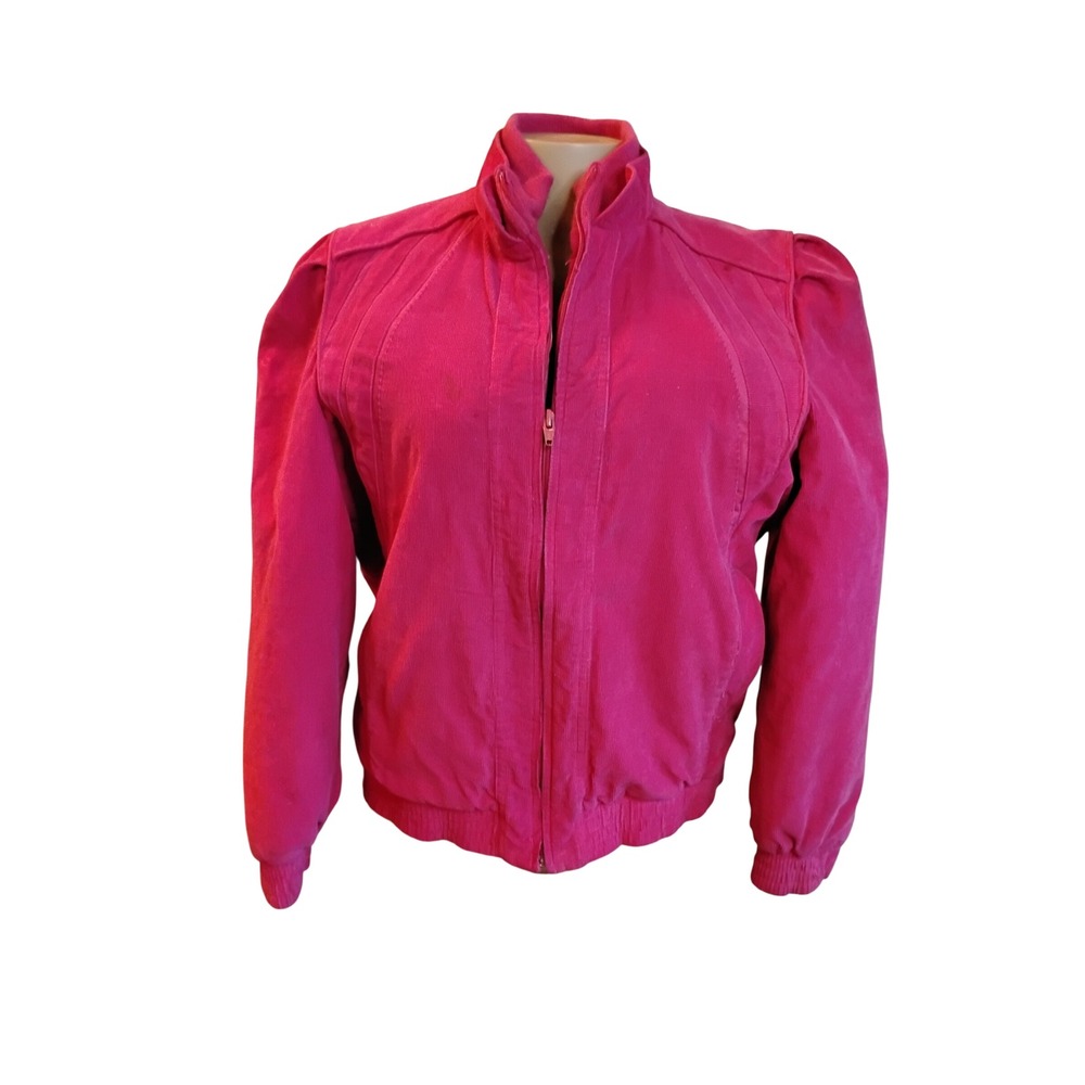 Vintage Current Seen Pink Corduroy Puff Sleeve Jacket 80s Retro Barbiecore L